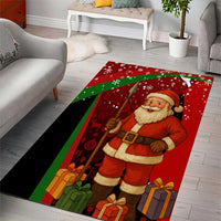 Kenya Christmas Area Rug with Santa Claus Spear and Red Green Harambee Crest - Wonder Print Shop
