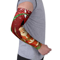 Kenya Christmas Arm Sleeves with Santa Claus Spear and Red Green Harambee Crest - Wonder Print Shop