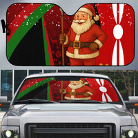 Kenya Christmas Auto Sun Shade with Santa Claus Spear and Red Green Harambee Crest - Wonder Print Shop