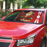 Kenya Christmas Auto Sun Shade with Santa Claus Spear and Red Green Harambee Crest - Wonder Print Shop