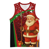 Kenya Christmas Basketball Jersey with Santa Claus Spear and Red Green Harambee Crest - Wonder Print Shop