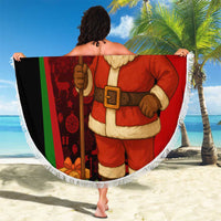 Kenya Christmas Beach Blanket with Santa Claus Spear and Red Green Harambee Crest - Wonder Print Shop