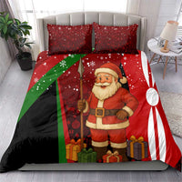 Kenya Christmas Bedding Set with Santa Claus Spear and Red Green Harambee Crest - Wonder Print Shop