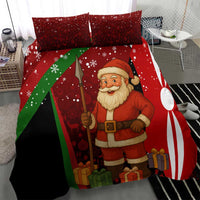 Kenya Christmas Bedding Set with Santa Claus Spear and Red Green Harambee Crest - Wonder Print Shop