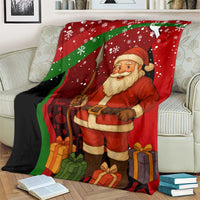 Kenya Christmas Blanket with Santa Claus Spear and Red Green Harambee Crest - Wonder Print Shop