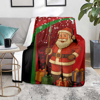 Kenya Christmas Blanket with Santa Claus Spear and Red Green Harambee Crest - Wonder Print Shop