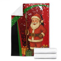 Kenya Christmas Blanket with Santa Claus Spear and Red Green Harambee Crest - Wonder Print Shop