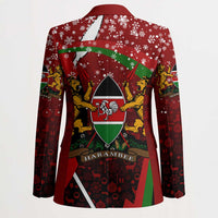 Kenya Christmas Blazer with Santa Claus Spear and Red Green Harambee Crest - Wonder Print Shop