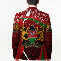 Kenya Christmas Blazer with Santa Claus Spear and Red Green Harambee Crest - Wonder Print Shop