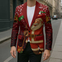 Kenya Christmas Blazer with Santa Claus Spear and Red Green Harambee Crest - Wonder Print Shop