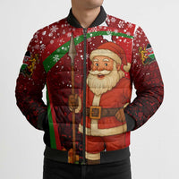 Kenya Christmas Bomber Puffer Jacket with Santa Claus Spear and Red Green Harambee Crest - Wonder Print Shop
