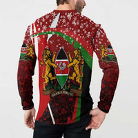 Kenya Christmas Button Sweatshirt with Santa Claus Spear and Red Green Harambee Crest - Wonder Print Shop