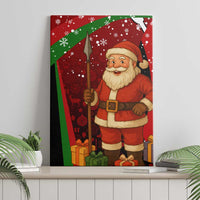 Kenya Christmas Canvas Wall Art with Santa Claus Spear and Red Green Harambee Crest - Wonder Print Shop