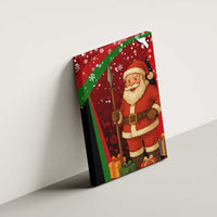 Kenya Christmas Canvas Wall Art with Santa Claus Spear and Red Green Harambee Crest - Wonder Print Shop