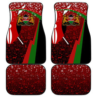Kenya Christmas Car Mats with Santa Claus Spear and Red Green Harambee Crest - Wonder Print Shop