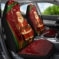Kenya Christmas Car Seat Cover with Santa Claus Spear and Red Green Harambee Crest - Wonder Print Shop