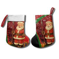 Kenya Christmas Stocking with Santa Claus Spear and Red Green Harambee Crest - Wonder Print Shop