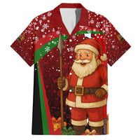 Kenya Christmas Family Matching Off Shoulder Maxi Dress and Hawaiian Shirt with Santa Claus Spear and Red Green Harambee Crest - Wonder Print Shop