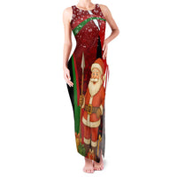 Kenya Christmas Family Matching Tank Maxi Dress and Hawaiian Shirt with Santa Claus Spear and Red Green Harambee Crest - Wonder Print Shop
