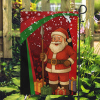 Kenya Christmas Garden Flag with Santa Claus Spear and Red Green Harambee Crest - Wonder Print Shop