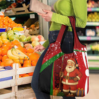 Kenya Christmas Grocery Bag with Santa Claus Spear and Red Green Harambee Crest - Wonder Print Shop