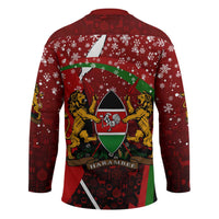 Kenya Christmas Hockey Jersey with Santa Claus Spear and Red Green Harambee Crest - Wonder Print Shop