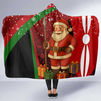 Kenya Christmas Hooded Blanket with Santa Claus Spear and Red Green Harambee Crest - Wonder Print Shop