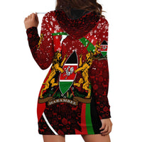 Kenya Christmas Hoodie Dress with Santa Claus Spear and Red Green Harambee Crest - Wonder Print Shop