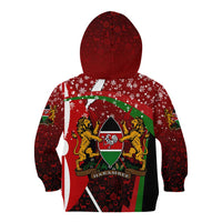 Kenya Christmas Kid Hoodie with Santa Claus Spear and Red Green Harambee Crest - Wonder Print Shop