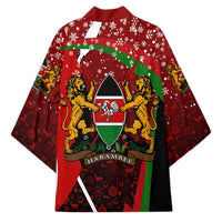 Kenya Christmas Kimono with Santa Claus Spear and Red Green Harambee Crest - Wonder Print Shop