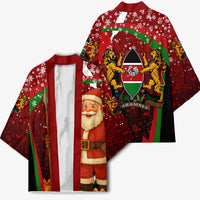 Kenya Christmas Kimono with Santa Claus Spear and Red Green Harambee Crest - Wonder Print Shop