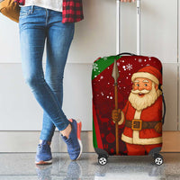Kenya Christmas Luggage Cover with Santa Claus Spear and Red Green Harambee Crest - Wonder Print Shop
