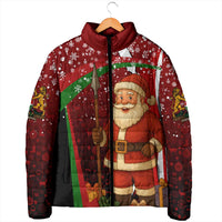 Kenya Christmas Padded Jacket with Santa Claus Spear and Red Green Harambee Crest - Wonder Print Shop