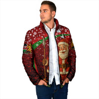 Kenya Christmas Padded Jacket with Santa Claus Spear and Red Green Harambee Crest - Wonder Print Shop