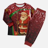 Kenya Christmas Pajama Set with Santa Claus Spear and Red Green Harambee Crest - Wonder Print Shop