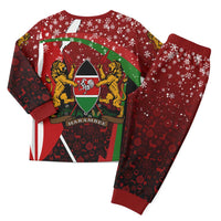Kenya Christmas Pajama Set with Santa Claus Spear and Red Green Harambee Crest - Wonder Print Shop