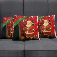 Kenya Christmas Pillow Cover with Santa Claus Spear and Red Green Harambee Crest - Wonder Print Shop