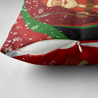 Kenya Christmas Pillow Cover with Santa Claus Spear and Red Green Harambee Crest - Wonder Print Shop