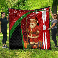 Kenya Christmas Quilt with Santa Claus Spear and Red Green Harambee Crest - Wonder Print Shop