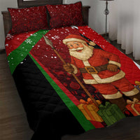 Kenya Christmas Quilt Bed Set with Santa Claus Spear and Red Green Harambee Crest - Wonder Print Shop