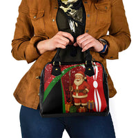 Kenya Christmas Shoulder Handbag with Santa Claus Spear and Red Green Harambee Crest - Wonder Print Shop