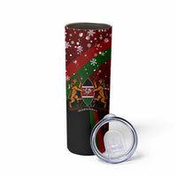 Kenya Christmas Skinny Tumbler with Santa Claus Spear and Red Green Harambee Crest - Wonder Print Shop