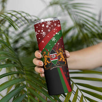 Kenya Christmas Skinny Tumbler with Santa Claus Spear and Red Green Harambee Crest - Wonder Print Shop