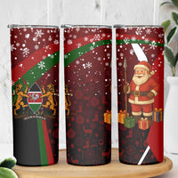 Kenya Christmas Skinny Tumbler with Santa Claus Spear and Red Green Harambee Crest - Wonder Print Shop