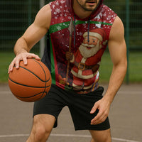 Kenya Christmas Sleeveless Hoodie with Santa Claus Spear and Red Green Harambee Crest - Wonder Print Shop