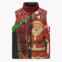 Kenya Christmas Sleeveless Puffer Jacket with Santa Claus Spear and Red Green Harambee Crest - Wonder Print Shop
