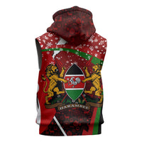 Kenya Christmas Sleeveless Zip Hoodie with Santa Claus Spear and Red Green Harambee Crest - Wonder Print Shop