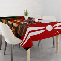Kenya Christmas Tablecloth with Santa Claus Spear and Red Green Harambee Crest - Wonder Print Shop