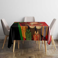 Kenya Christmas Tablecloth with Santa Claus Spear and Red Green Harambee Crest - Wonder Print Shop