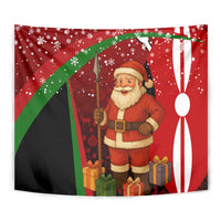 Kenya Christmas Tapestry with Santa Claus Spear and Red Green Harambee Crest - Wonder Print Shop